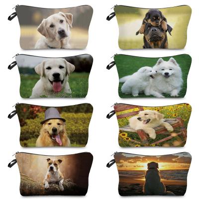 China Boston Terrier Bulldog Husky Dog Causal German Shepherd Women's Makeup Bag Heat Transfer Foldable Organizer Bag Wholesale for sale