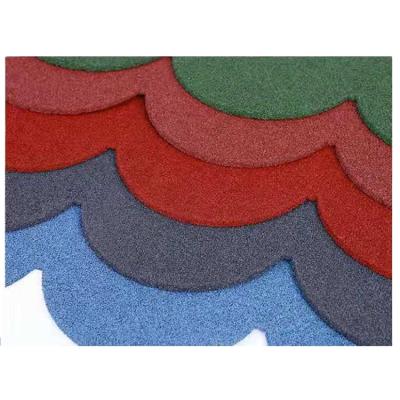 China Modern Fish Scale Metal Roofing Tile Stone Coated Stone Zambia Metal Coated Roof Tile for sale