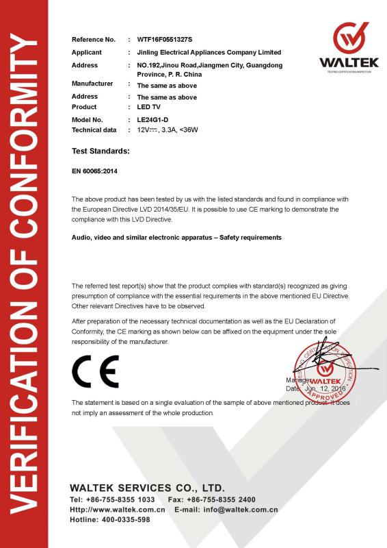 CE - Jiangmen Jinling Electrical Appliances Co., Ltd.