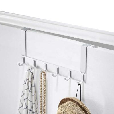 China Wholesale 6 Back Aluminum Stored Towel Hooks Over The Door Rack Hanger Over The Door Hook Storage Rack for sale