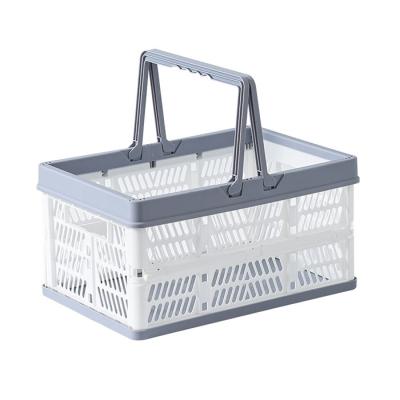 China Mini Viable Portable Plastic Folding Thickening Light Basket Storage Basket Mini Shopping Basket for sale