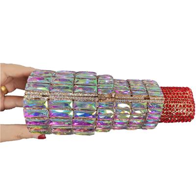 China Rhinestone Crystal Purses Evening Handbags Luxury from Crystal New Arrival Lipstick Shape Wedding Diamond Clutch Bags for sale