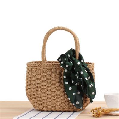 China Women's Summer Straw Woven Rattan Handbag Wicker Fashion Casual Beach Tote Handbag Large Purse Bag 27X12X18CM for sale