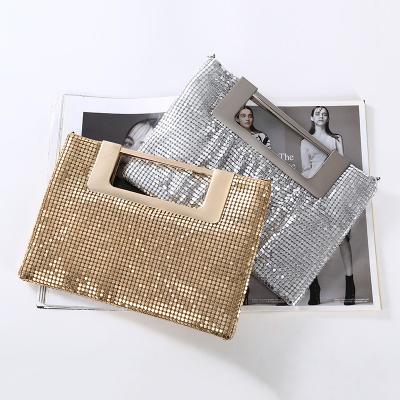 China Wedding Fashion Women Metal Aluminum Mesh Purse Bag Shoulder Evening Clutch With Metal Clutch Evening Handbag for sale