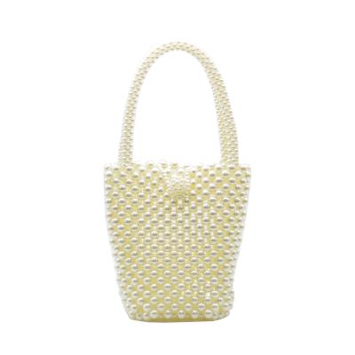 China Vintage Korea Fashion Luxury Top Quality Pearl Beaded Handmade Clutch Tote Bag Purse Bucket Pear Wedding Party Stone Handbag for sale