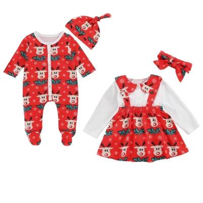 China Breathable Baby Boy Girls Toddler Mllk Jumpsuit Sling Christmas Silk Animals Printed Long Romper Overall Clothes for sale