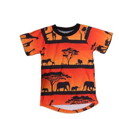 China Custom Anti-pilling Summer Babies Boys Milk Silk Tops Clothes 2-8Y Kids Short Sleeve T-shirt Outfit Toddler Cartoon Tees for sale