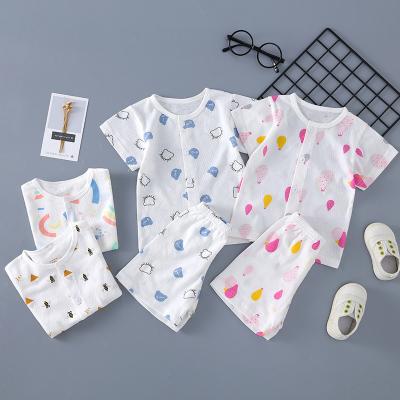 China Breathable Summer Mesh Breathable Clothes For Babies Boys Shirt+shorts 2pcs/set Pajamas Homewear Sets Kids Cartoon Nightgowns Suit for sale