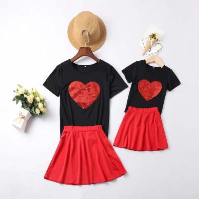 China QUICK-DRY Family Mother Daughter Suit Baby Valentine's Day Dress Parent-child Women's Matching Clothes for sale