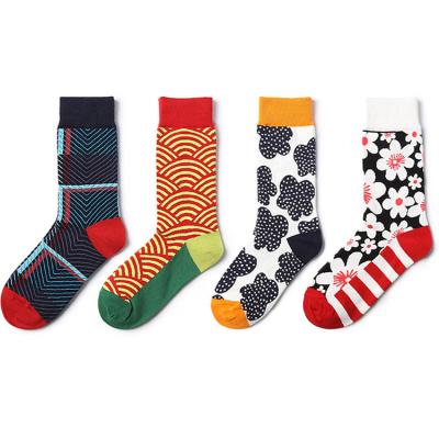 China Professional Design Custom Printing Mens Happy Tube Socks Antibacterial for sale