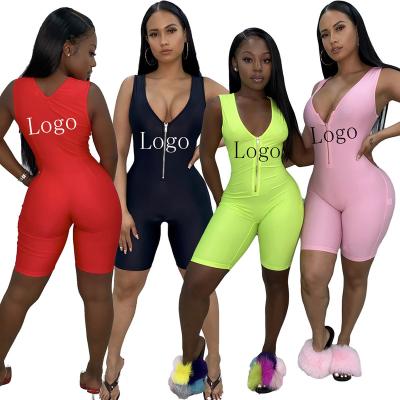 China Wholesale Custom Women QUICK DRY 2020 Sexy Logo Rompers Overalls Sexy One Piece Short Bodycon for sale