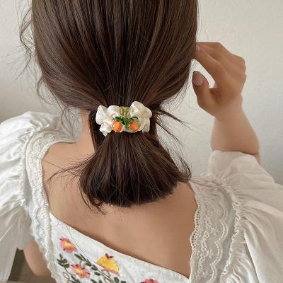 China Factory direct sales fruit elasticity fabric large intestine hair tie solid color cute hair scrunchies top hair beauty accessories for sale