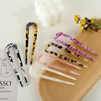 China Hair Decoration Accessories Spots Wholesale Thin U Shape Hairpin Solid Color Acetic Acid Adult Hair Pieces For Women Hairpin for sale