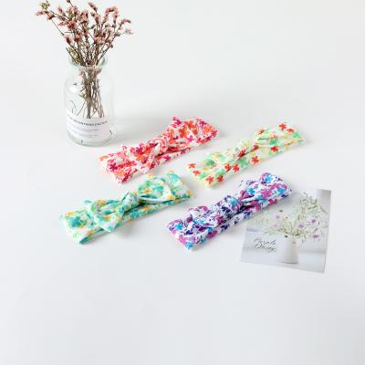 China Hair Decoration Accessories Fashion Wholesale Kids Girls Elastic Fabric Headband Customized Printed Bows Headband Hair Accessories for sale