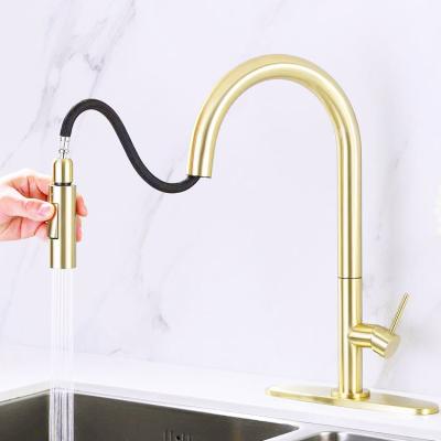 China Thermostatic Faucets Yida Deck Mounted Single Lever Single Handle Moden To Pull Out Hot Cold Water Mixer Kitchen Faucet Gold Pull Down Sink Faucet for sale