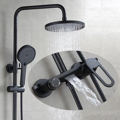 China With modern wall mounted brass slide bar yida shower column exposed black shower faucets mixer set bathroom for sale