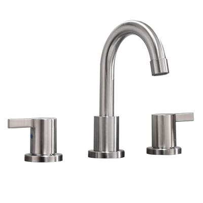 China Yida Modern Bathroom Faucets Metered 3 Handle 3 Hole Double Basin Faucet for sale