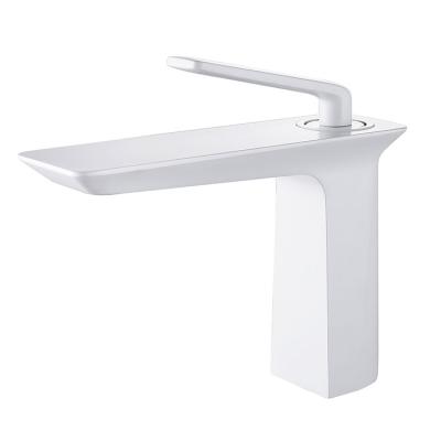 China Yida Single Hole Water Taps Mixer Tap Single Handle White Metered Face Basin Bathroom Basin Faucet for sale