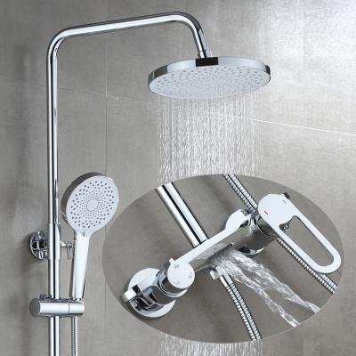 China With Slide Bar Yida Bathroom Hot Cold Water Shower Column Exposed Chrome Plating Bath Shower Set Brass Mixer Tap for sale