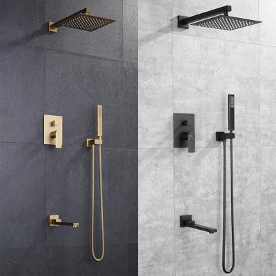 China No Sliding Bar Yida New Design Shower Mixer Hidden Faucet Matte Black Hidden System Wall Mount Bathroom Bathroom Brushed Gold Shower Set for sale