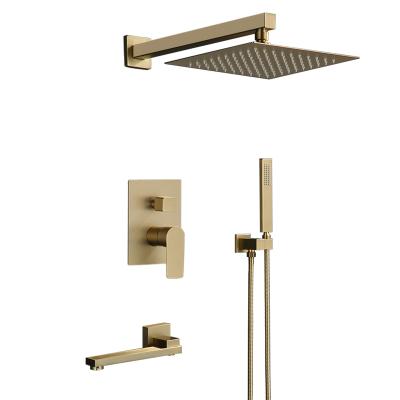 China Without Shower Gold Rainfall Modern Yida Hidden System Hot And Cold In The Wall Mount Bathroom Brush Gold Rainfall Shower Faucet Set for sale