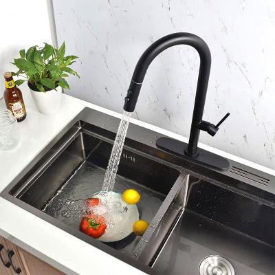 China Thermostatic Faucets Faucet Tap To Pull Out Luxury Flexible Sink Faucet Mixer Turning Italian Multi Function Black Sprayer Down Water Kitchen Faucets for sale