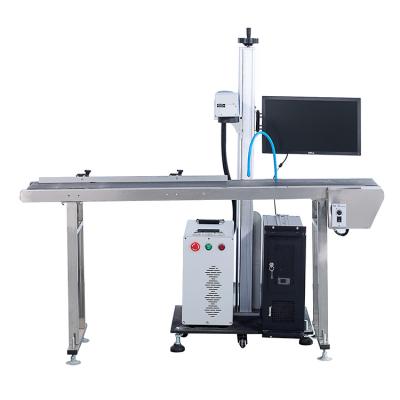 China 3D 10W Flying Laser Marking Machine 30W UV Flying Fiber Laser Marking Machine For Plastic PVC Pipe And PE Cable for sale