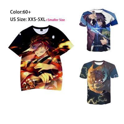 China wholesale Anti-Wrinkle 60 Styles Demon Slayer 3D Printed Anime Apparel Digital Print Cartoon T-shirt With Custom Apparel Manufacturers for sale