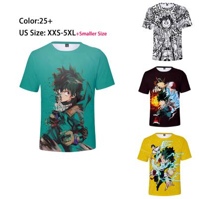 China Anti-Wrinkle MY Wholesale Anime Costumes Clothing HERO HERO ACADEMIA Cartoon Polyester Short T-shirt Customization T-shirts for sale