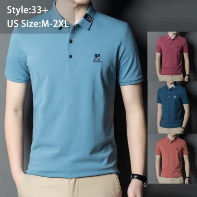 China Anti-Wrinkle Solid Color Men's Single Button Polo Shirts With Logo 95 Cotton 5 Spandex Custom Short Sleeve Polo Slim Golf Shirt Stylish for sale