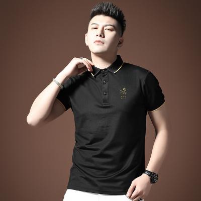 China 2022 Anti-Wrinkle Black Polo T Shirt For Men Short Sleeve Golf Tees Cotton Button Blank Logo Quick Dry Tee for sale