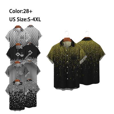 China Gradually Changing Custom Short Sleeve Men's Shirts Anti-Pilling Casual Breathable Tie-Dye Vintage Color Polo Shirt for sale