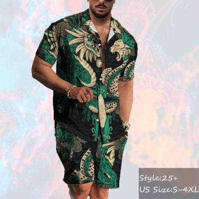 China QUICK DRY Summer Beach Men All Over Print Summer Two Piece Set Short Sleeve Shirt And Shorts 2 Piece Set Suits for sale