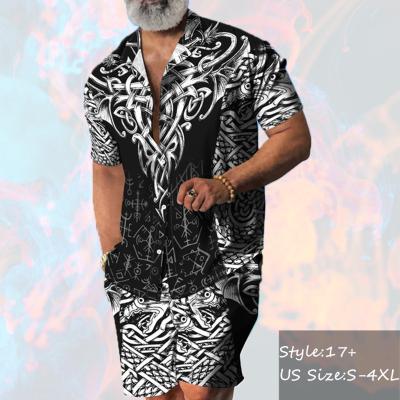 China High Quality QUICK DRY Custom Printed 100% Polyester Hawaii Style Design Custom Print Floral Cuban Short Sleeve Shirt Suit Set for sale