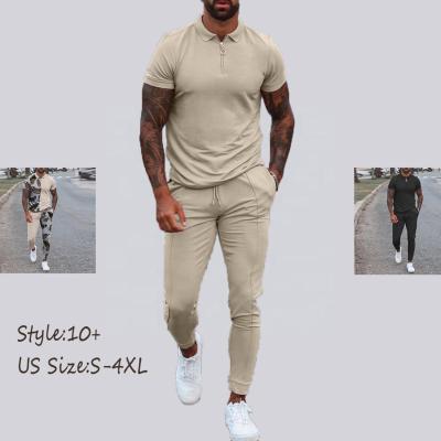 China Wholesale QUICK DRY Mens Clothing Printed Short Sleeve T Shirt Set High Street Quick Dry T Shirts Men Gym Tops Sports Pants Set for sale