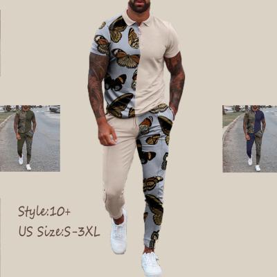 China 2022 QUICK DRY wholesale custom 2 piece set short sleeve T-shirt and long pant men's tracksuit long set men tracksuit sets for sale