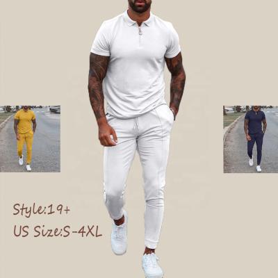 China QUICK DRY Casual Masculine Summer Apparel Tracksuit Men Set Short Sleeve T-Shirt + Pants 2 Piece Set Twin Set Of Mens Tops And Pants for sale