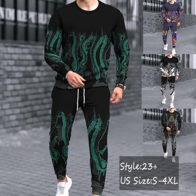 China 2022 QUICK DRY 2 Piece Men Sets Clothing Male Octopus Pattern Print Men Shorts T-shirt Men's Casual Suit for sale