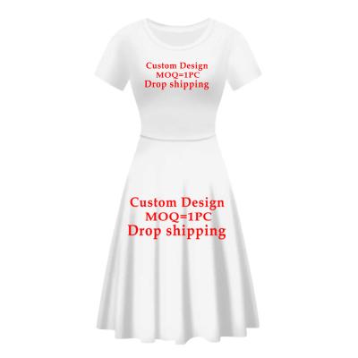 China Anti-Static Customized Short Sleeve Personalized O-Neck Dresses Christmas Gift Dress For Women Plus Size Formal Dresses Ladies Casual Skirt for sale