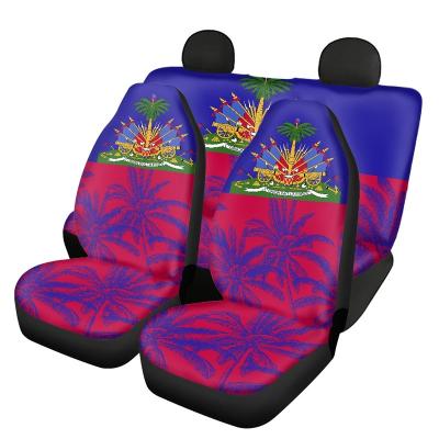 China Custom Printing Full Set Polyester Car Seat Cover 5PCS Set Seat Cover For Luxury Car Haiti Country Flag Pattern Printing Custom Car Seat Cove chair for sale