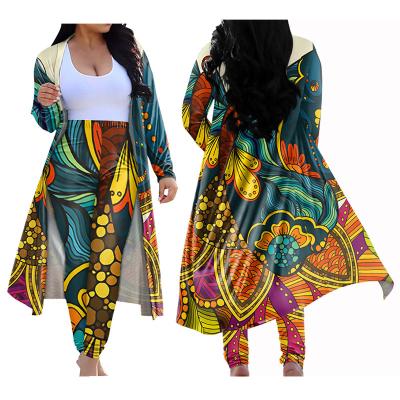 China Butterfly Print Women Plus Size Long Sleeve Cardigan Pants Custom Made Ladies Two Piece Set Club Teams Survetement Femme 2 Piece Set for sale