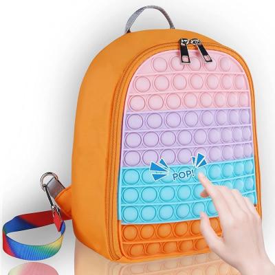 China Waterproof Pinch Puzzle Children's Bubble Backpack Decompression Female College Silicone Backpack for sale