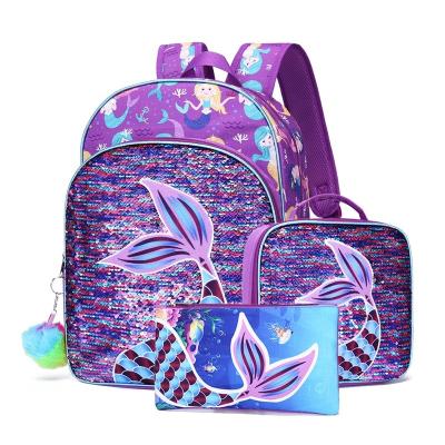 China Custom Anti-theft Backpack Set 3 Pcs Sequin Backpack For Boys Girls Custom Logo Rucksack School Bag Set Backpack With Bag lunch bag for sale