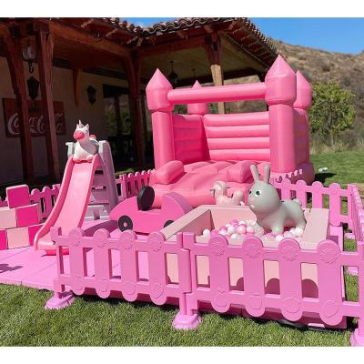 China 6 months-5years pink baby soft play set ball pit with slide ocean balls toddler playground bounce house soft foam block play set for sale