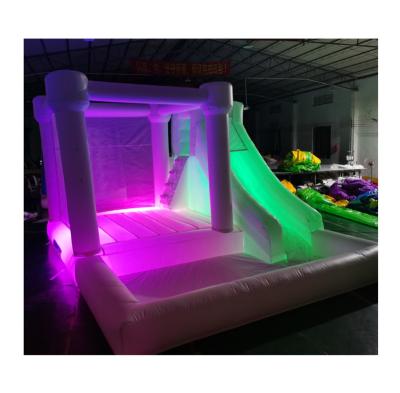 China 2-3 years White Large PVC Commercial bouncer with light slide and Ball Pit Slide Jumping castle Inflatable bouncer bounce house commercial for sale