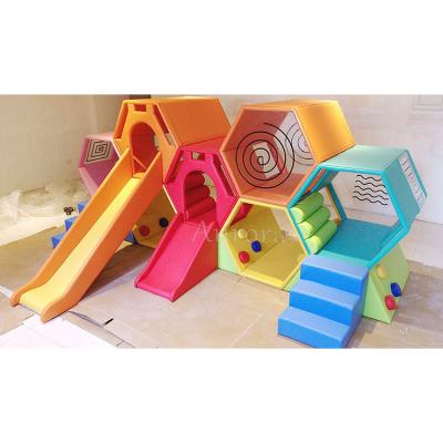 China 6 months-5years Popular Soft Playground Maze honeycomb Slides Hide and Seek for Soft Play Area Play Center honeycomb soft play equipment for sale