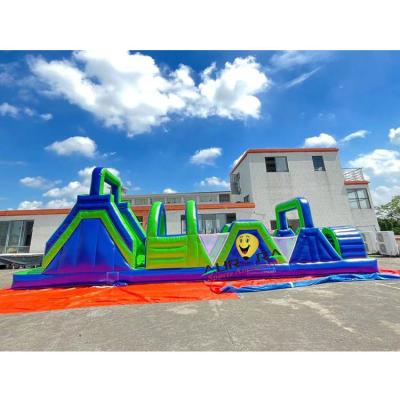 China 6 months-5years Green giant inflatable obstacle course high quality outdoor commercial inflatable obstacle course for adults for sale