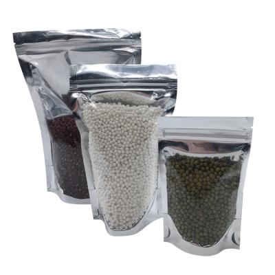 China Multi-application Factory Aluminum Foil Bag Front Silver Back Packaging Bag Clear Seal Holder Up Edible Zipper Bag Cannabiss Packaging Packaging for sale