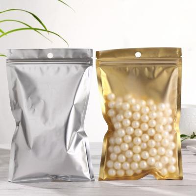 China Multi-application High Quality Food Grade Resealable Ziplock Plastic Aluminum Foil Printed Gold Packaging 3 Side Seal Zipper Bag for sale