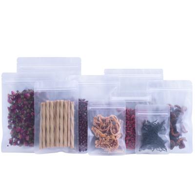 China Multi-application Translucent Zipper Top Plastic Food Grade Bags Matte Clear Ziplock Self Seal Retail Packaging Party Snack Tea Package Pouch for sale